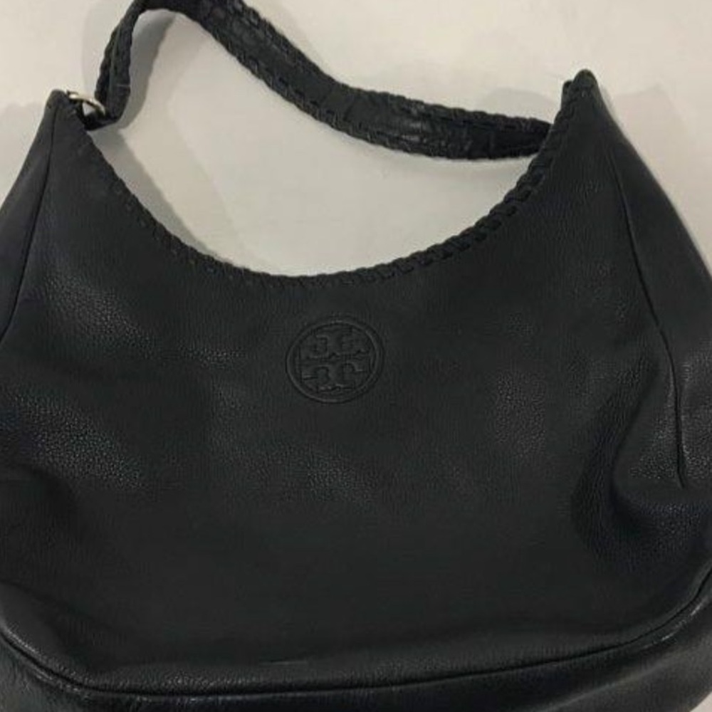 Women’s Tory Burch Black Pebbled Grain Leather Hobo Shoulder Bag